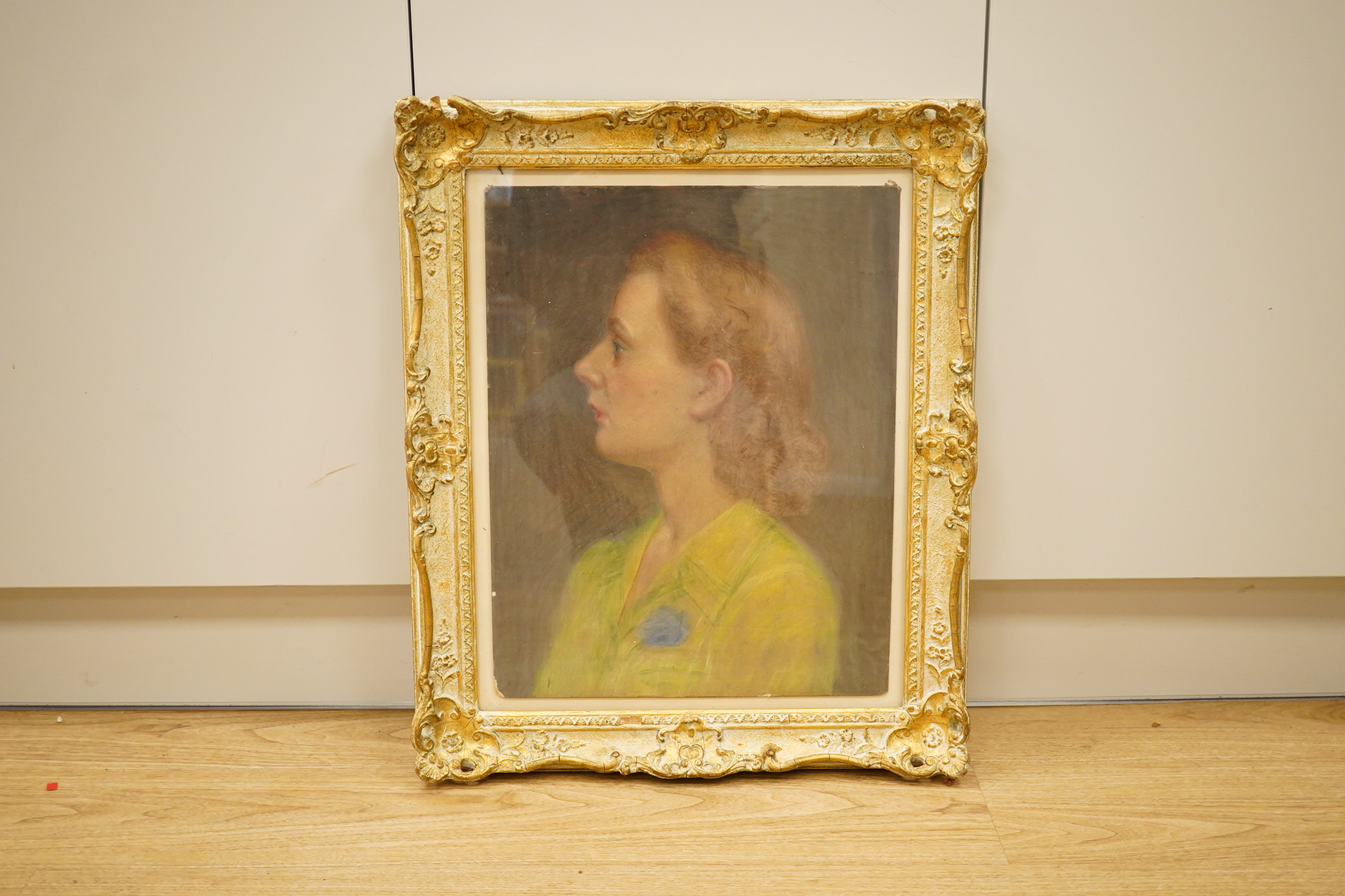 D. Hillman, pastel on card, Head and shoulders portrait of a mid 20th century woman, ‘Mrs Rosenbaum’, 1942, 47 x 36cm, ornate gilt frame. Condition - fair, some minor chipping to the board